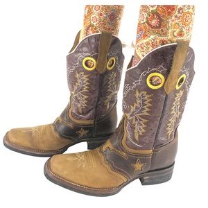 El General Brown Leather Squared Toe Boot